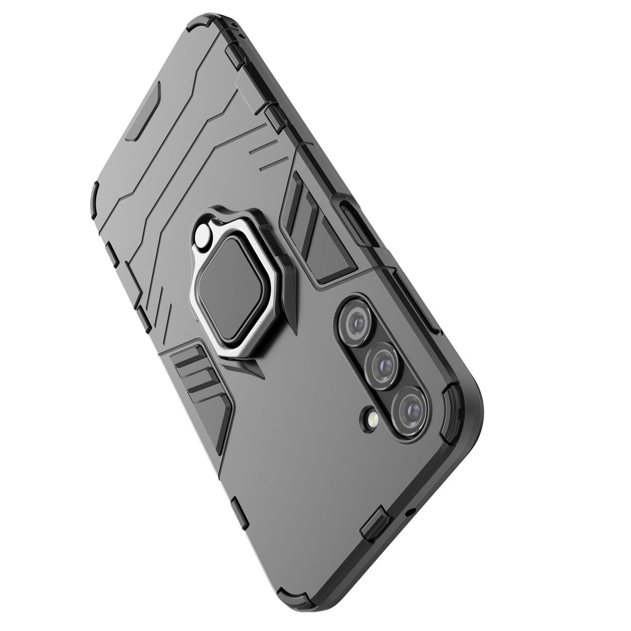 Ring Armor-etui for Samsung Galaxy A24 4G pansrede deksel magnetisk holderring svart