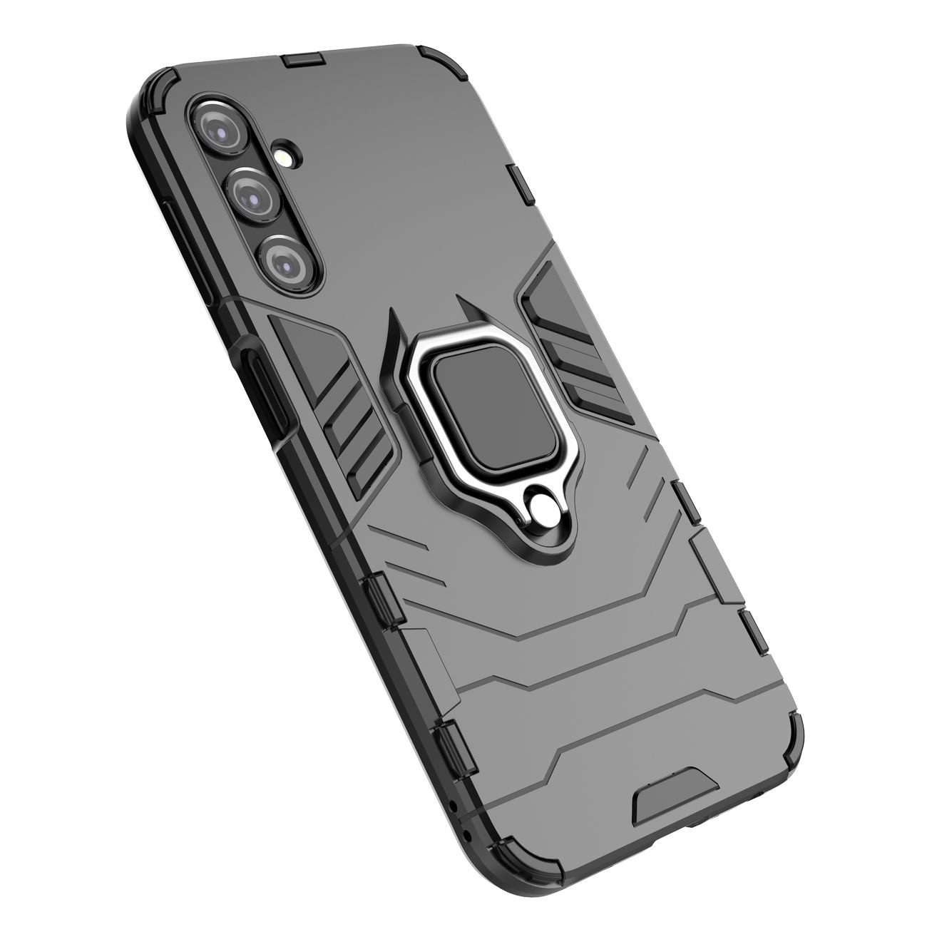 Ring Armor-etui for Samsung Galaxy A24 4G pansrede deksel magnetisk holderring svart