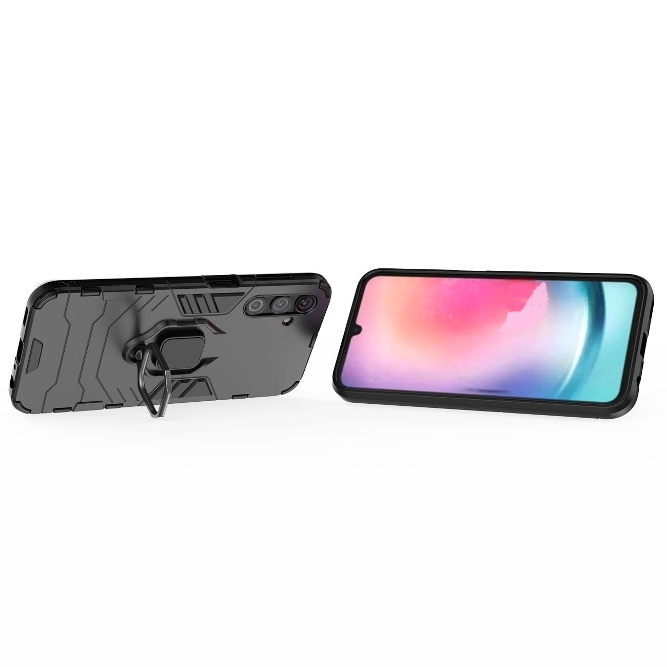 Ring Armor-etui for Samsung Galaxy A24 4G pansrede deksel magnetisk holderring svart