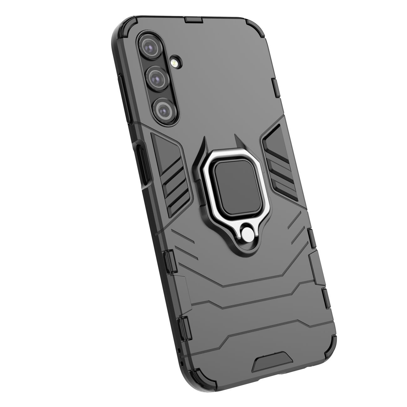 Ring Armor-etui for Samsung Galaxy A24 4G pansrede deksel magnetisk holderring svart