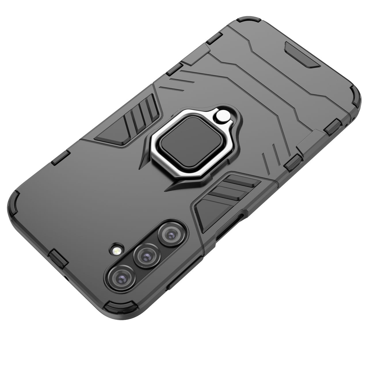 Ring Armor-etui for Samsung Galaxy A24 4G pansrede deksel magnetisk holderring svart