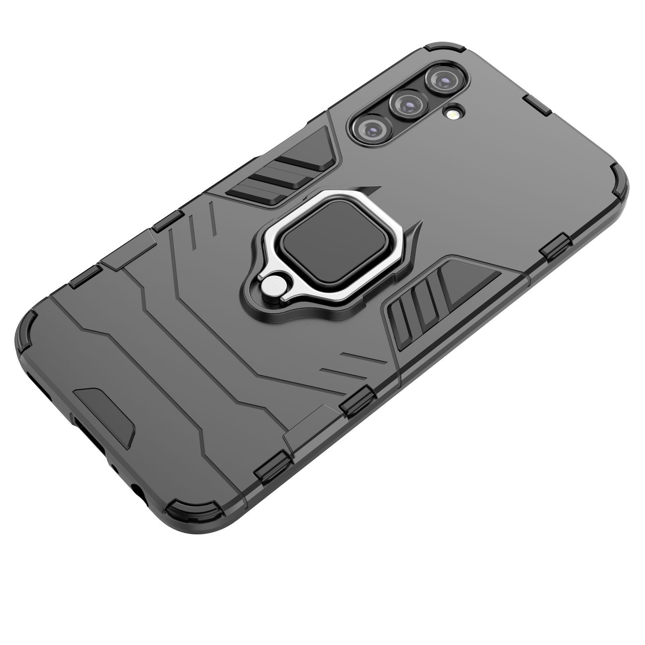 Ring Armor-etui for Samsung Galaxy A24 4G pansrede deksel magnetisk holderring svart