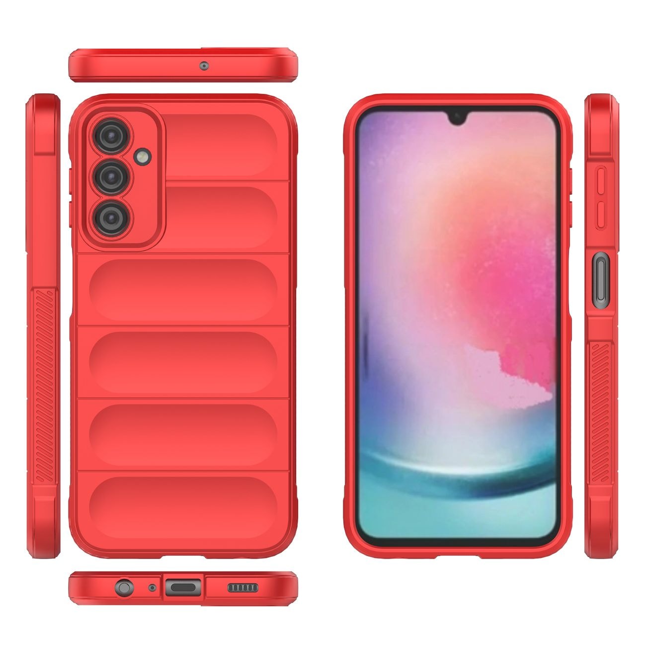 Magic Shield-etui for Samsung Galaxy A24 4G fleksibelt pansredeksel rødt