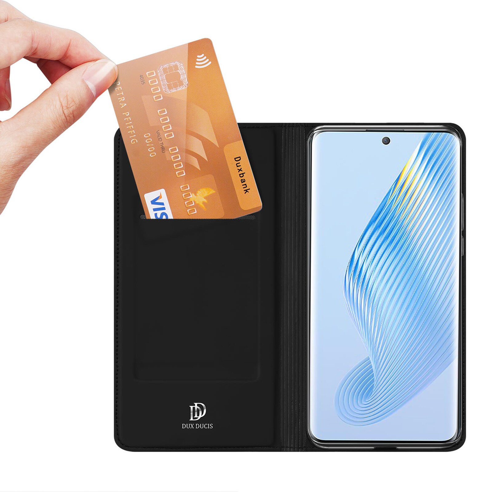 Dux Ducis Skin Pro-etui for Honor Magic5 flip cover kort lommebokstativ svart
