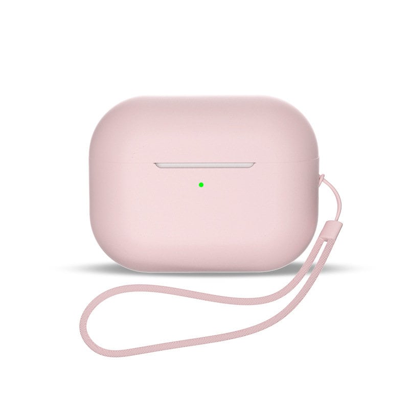 AirPods 1 / AirPods 2 silikonetui + nøkkelbånd håndleddsstropp - rosa