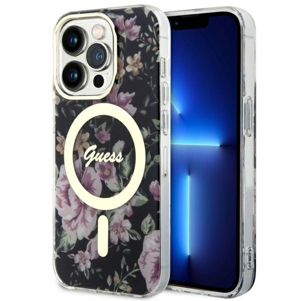 Guess GUHMP14LHCFWSK iPhone 14 Pro 6,1" svart/svart hardcase Flower MagSafe