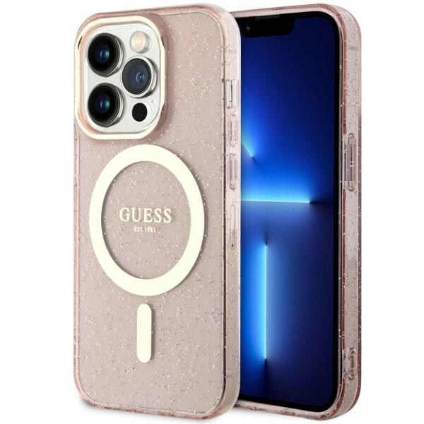 Guess GUHMP14LHCMCGP iPhone 14 Pro 6,1" rosa/rosa hardcase Glitter Gold MagSafe