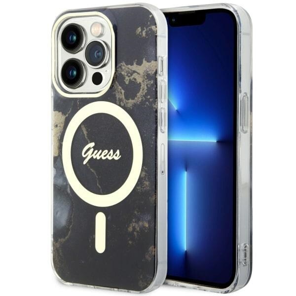 Guess GUHMP14LHTMRSK iPhone 14 Pro 6,1" svart/svart hardcase Golden Marble MagSafe