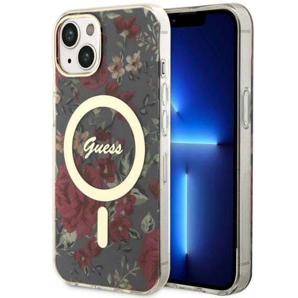 Guess Flower MagSafe-etui for iPhone 14 - grønn
