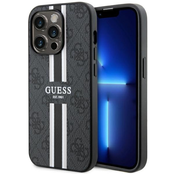 Guess GUHMP14LP4RPSK iPhone 14 Pro 6,1" svart/svart hardcase 4G Printed Stripes MagSafe