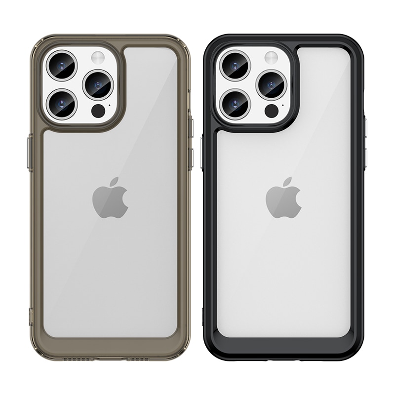 Forsterket veske med en fleksibel ramme for iPhone 15 Pro Outer Space - rød