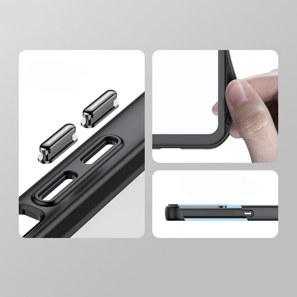 Forsterket veske med en fleksibel ramme for iPhone 15 Pro Outer Space - rød