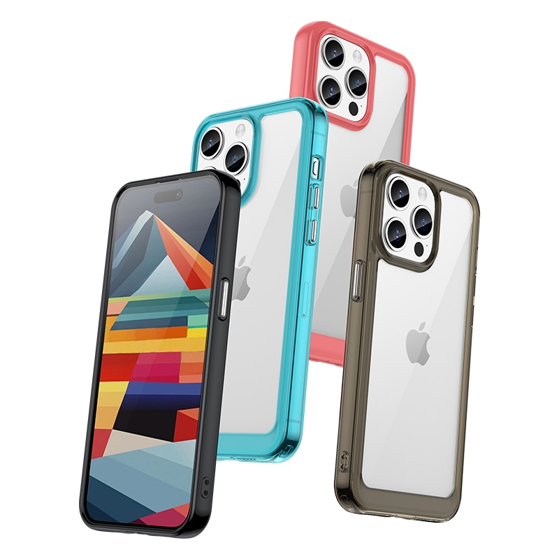Forsterket veske med fleksibel ramme for iPhone 15 Pro Outer Space - blå