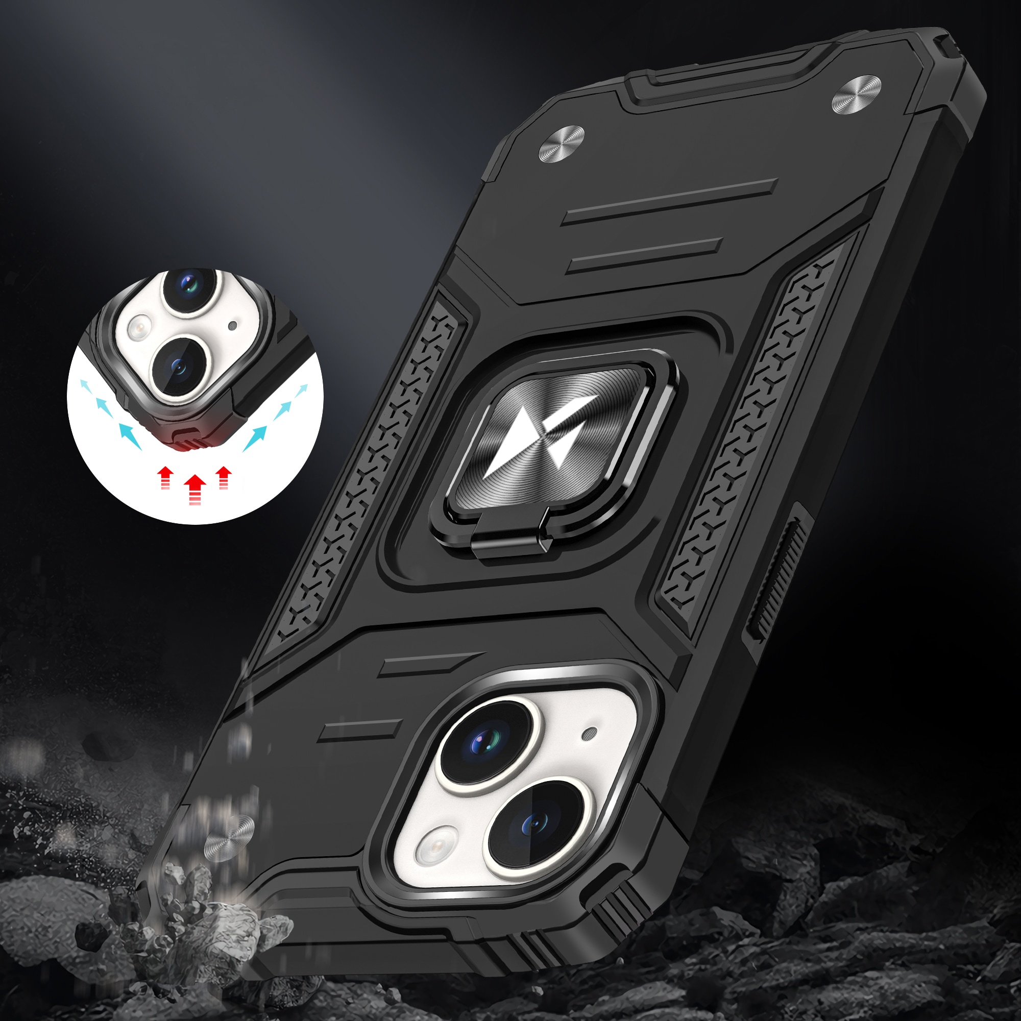 Pansret etui med fingerholder for iPhone 15 Plus Wozinsky Ring Armor - gull