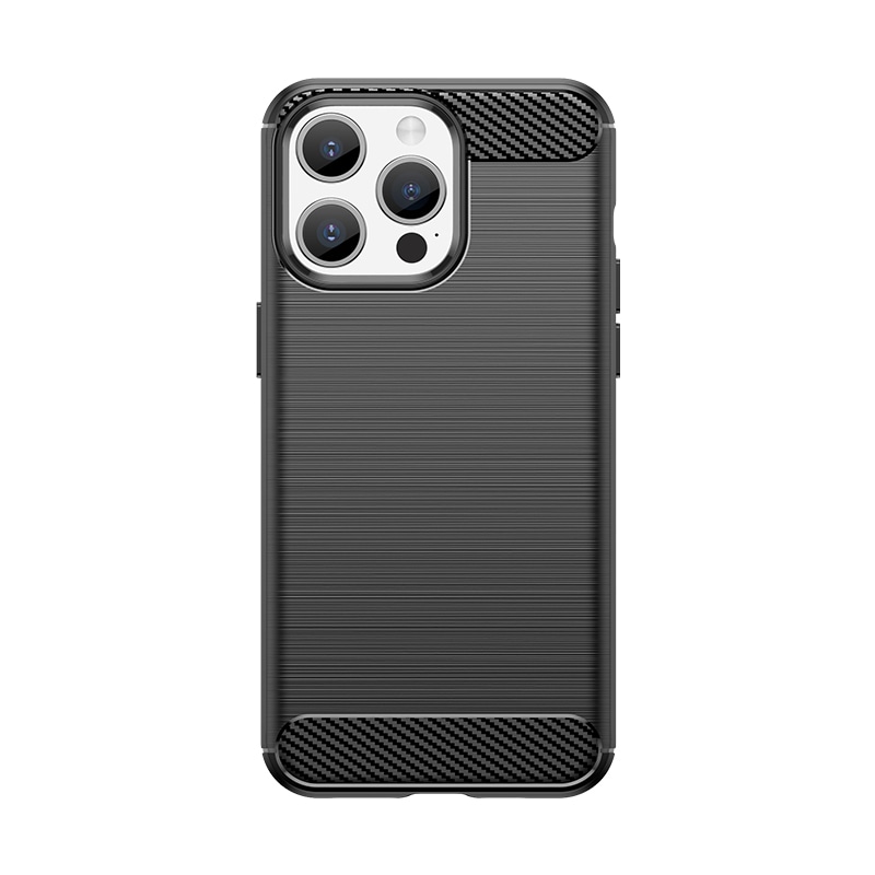 Fleksibelt karbonmønster-etui for iPhone 15 Pro Max Carbon Case - svart