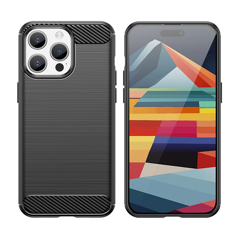 Fleksibelt karbonmønster-etui for iPhone 15 Pro Carbon Case - blå