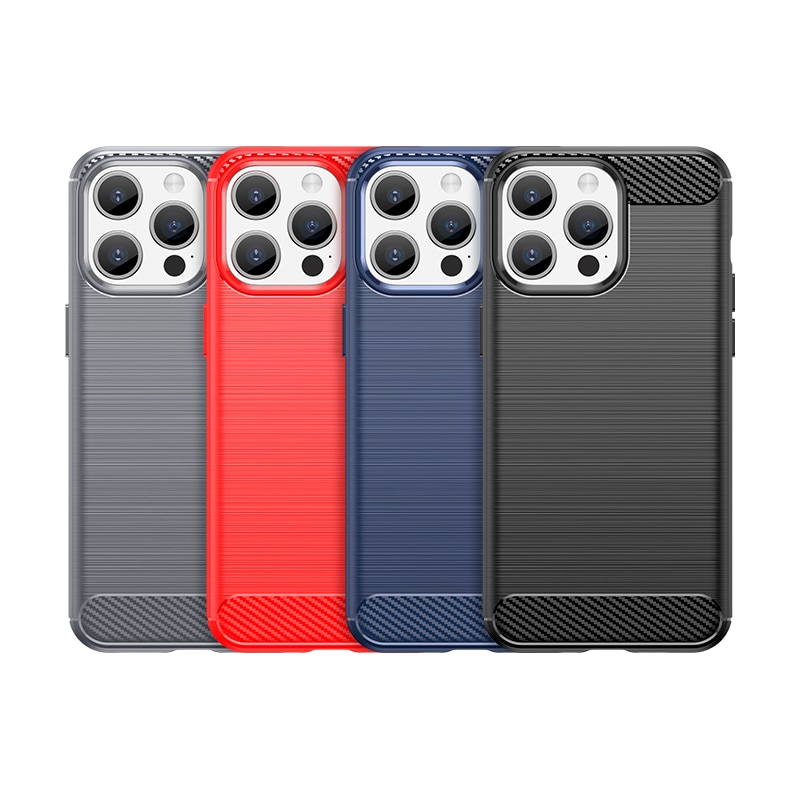 Fleksibelt karbonmønster-etui for iPhone 15 Pro Carbon Case - blå