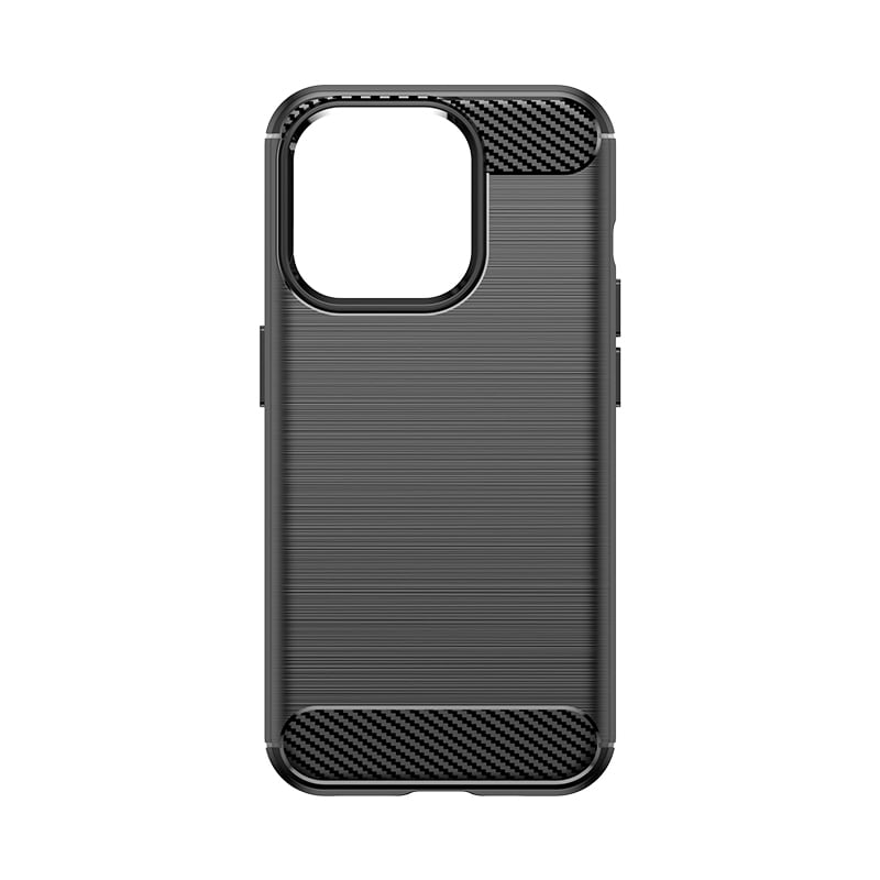 Fleksibelt karbonmønster-etui for iPhone 15 Pro Carbon Case - svart