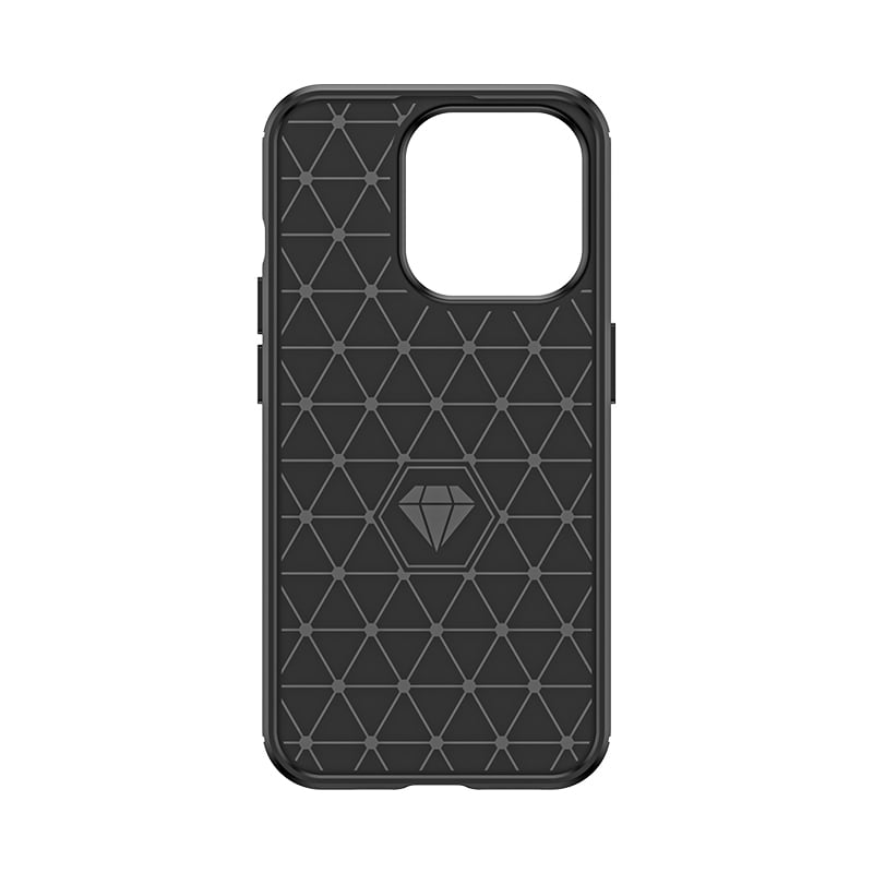 Fleksibelt karbonmønster-etui for iPhone 15 Pro Carbon Case - svart