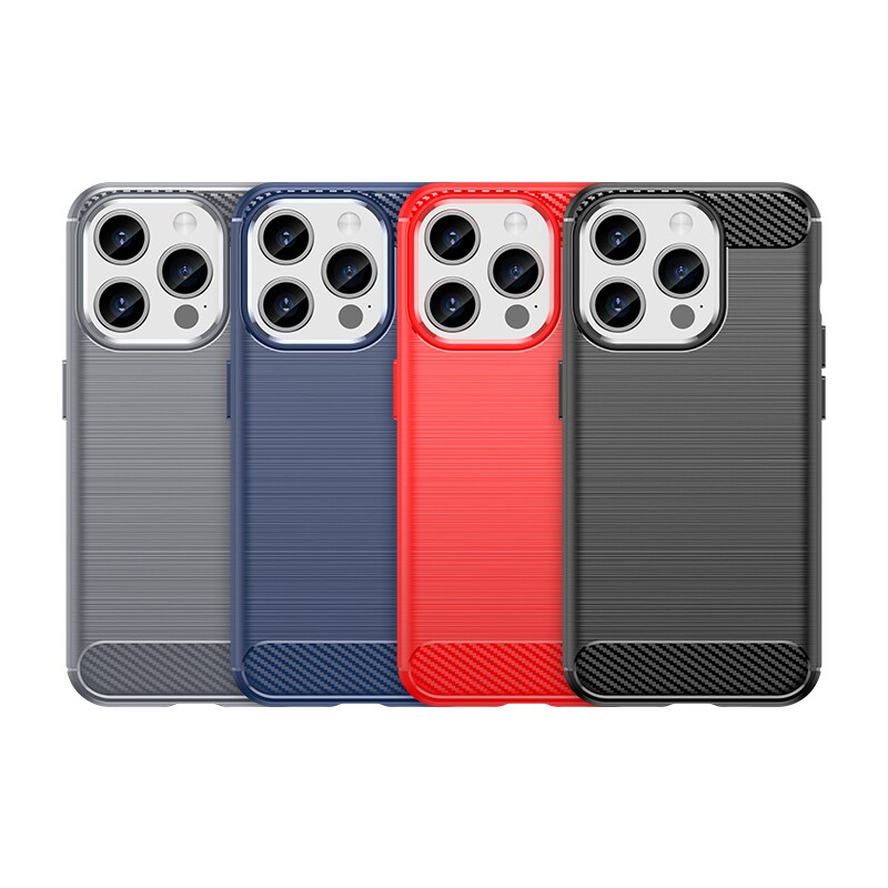 Fleksibelt karbonmønster-etui for iPhone 15 Pro Carbon Case - svart