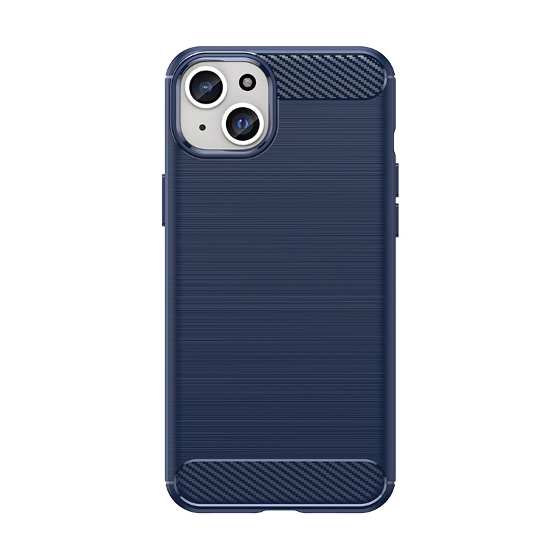 Fleksibelt karbonmønster-etui for iPhone 15 Plus Carbon Case - blå