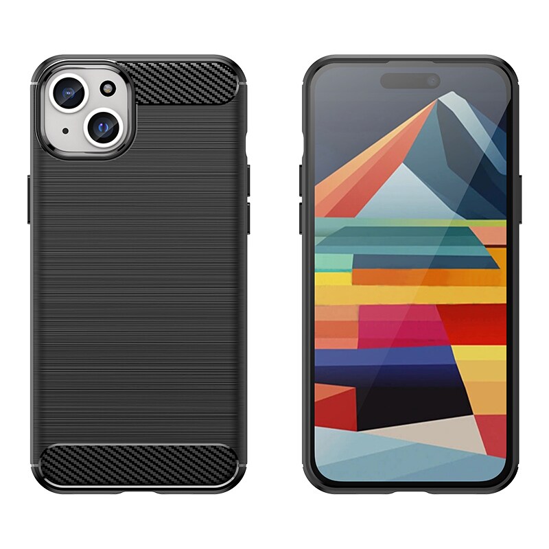 Fleksibelt karbonmønster-etui for iPhone 15 Plus Carbon Case - blå