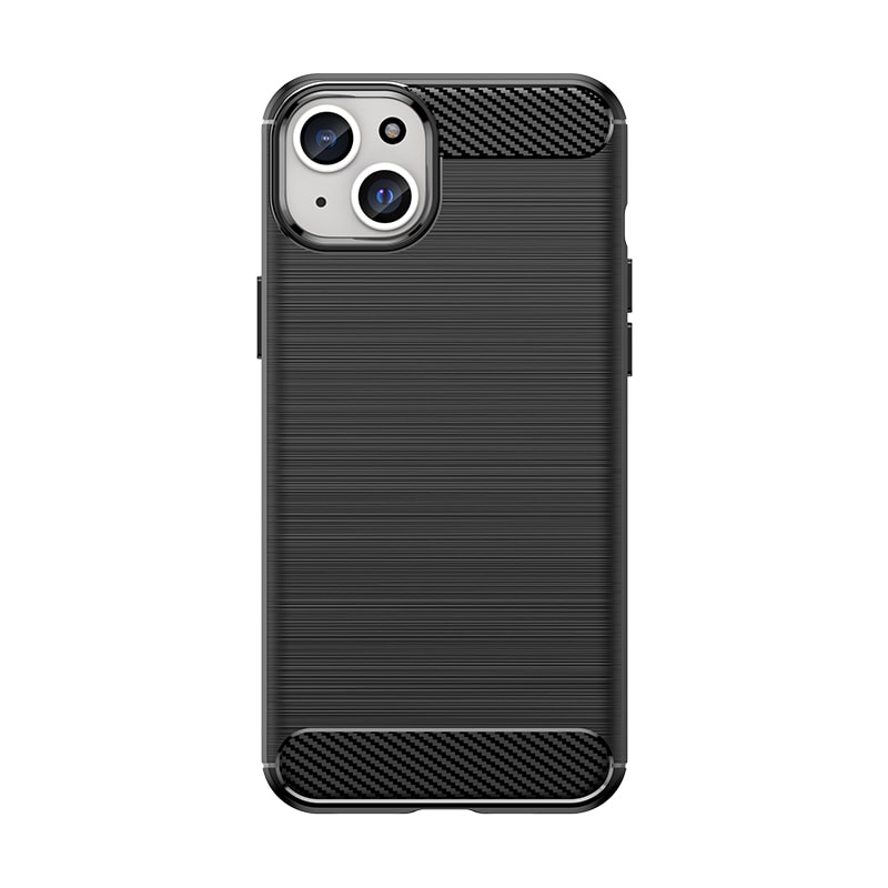 Fleksibelt karbonmønster-etui for iPhone 15 Plus Carbon Case - svart