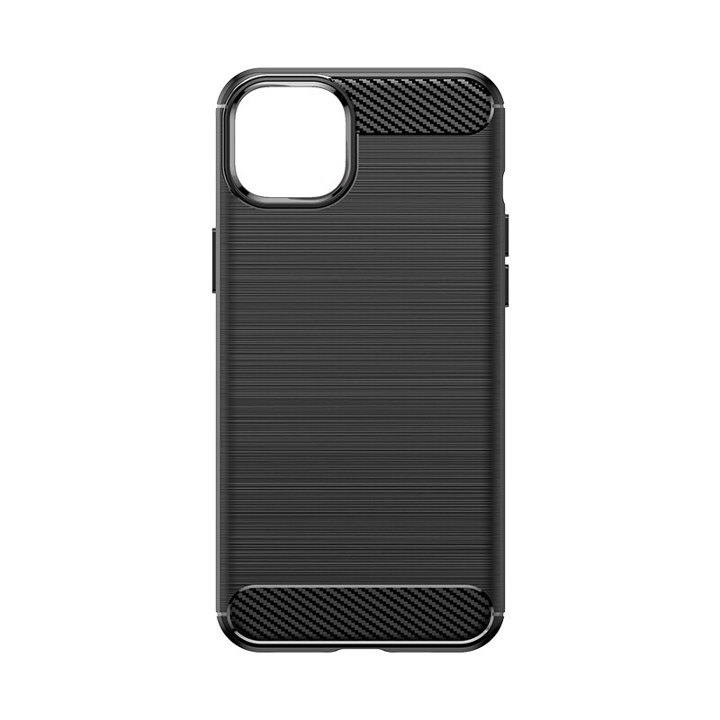 Fleksibelt karbonmønster-etui for iPhone 15 Plus Carbon Case - svart