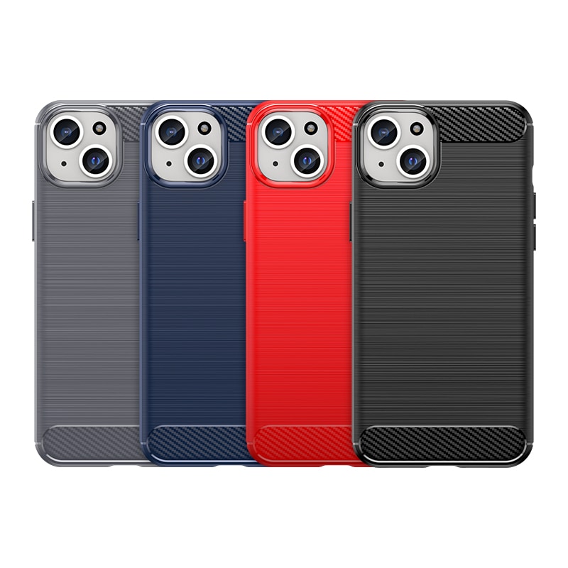 Fleksibelt karbonmønster-etui for iPhone 15 Plus Carbon Case - svart