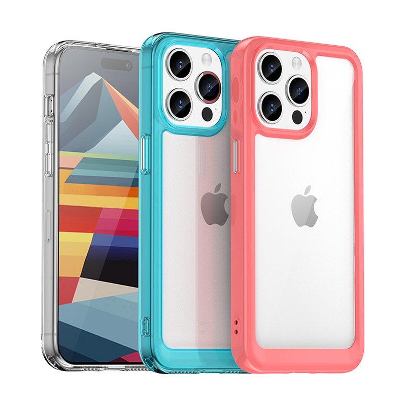 iPhone 15 Pro Outer Space-forsterket koffert med en fleksibel ramme - svart
