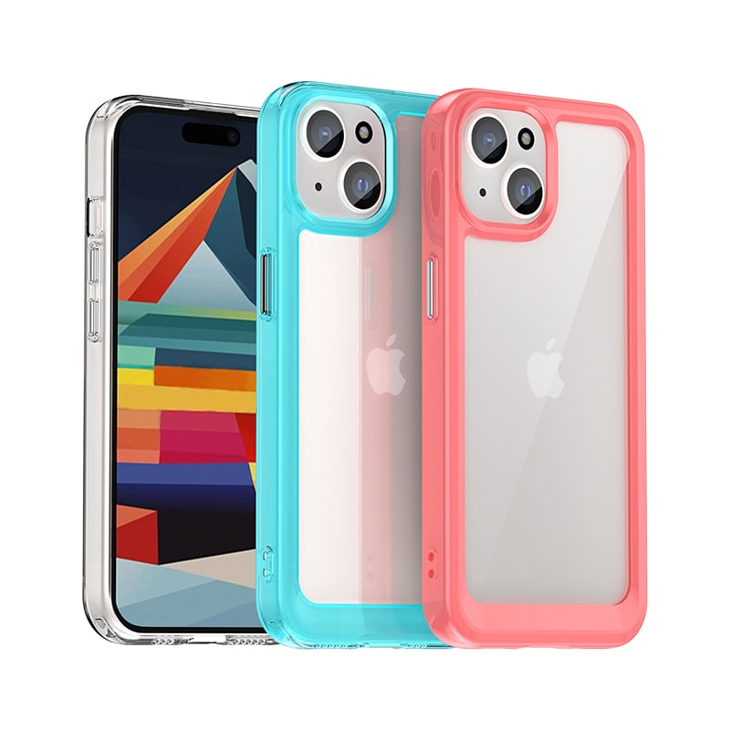 iPhone 15 Plus Outer Space-forsterket etui med en fleksibel ramme - rød