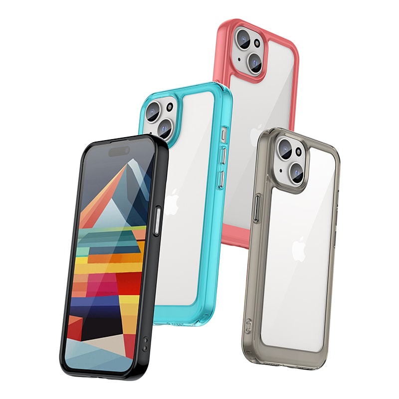 Forsterket etui med fleksibel ramme for iPhone 15 Plus Outer Space - svart