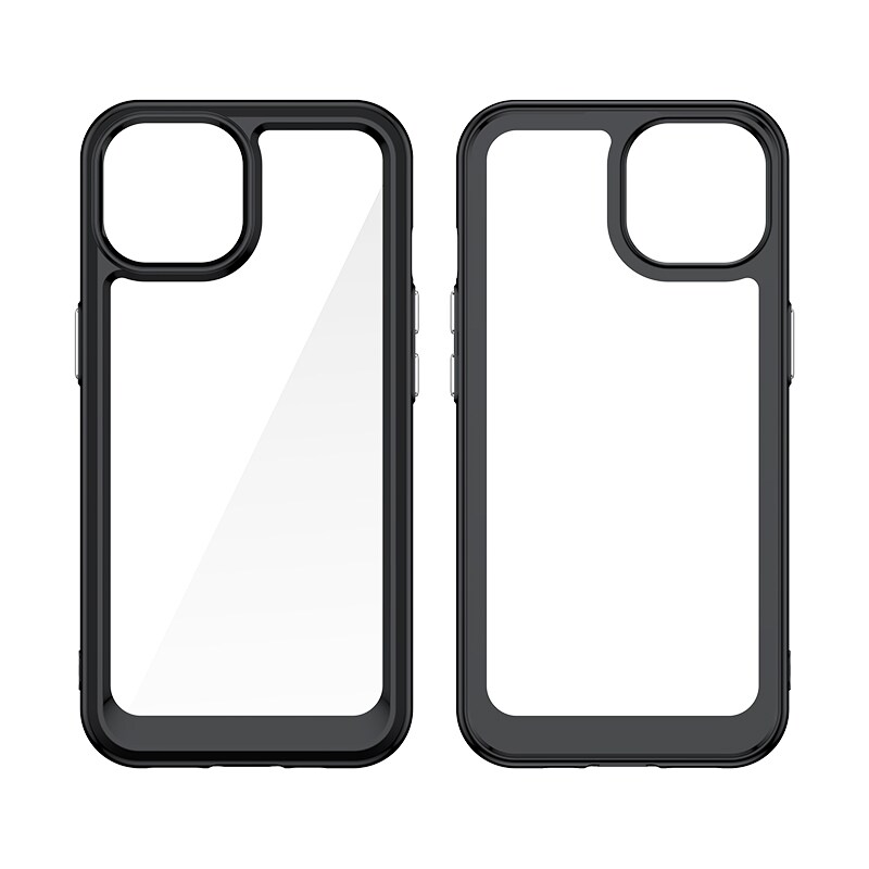 Forsterket etui med fleksibel ramme for iPhone 15 Plus Outer Space - svart