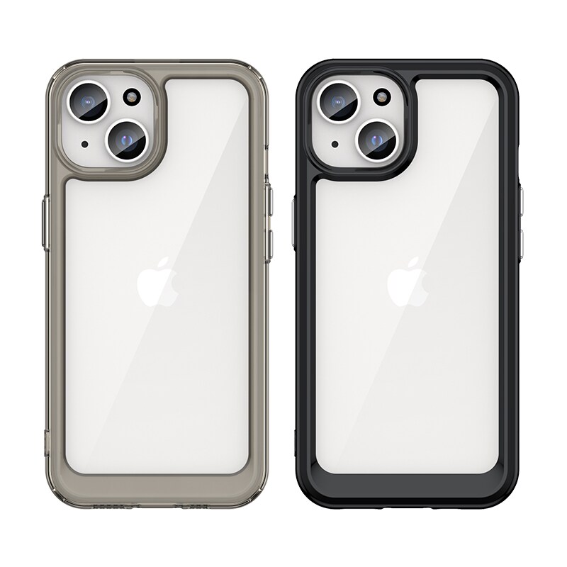 Forsterket etui med fleksibel ramme for iPhone 15 Plus Outer Space - svart