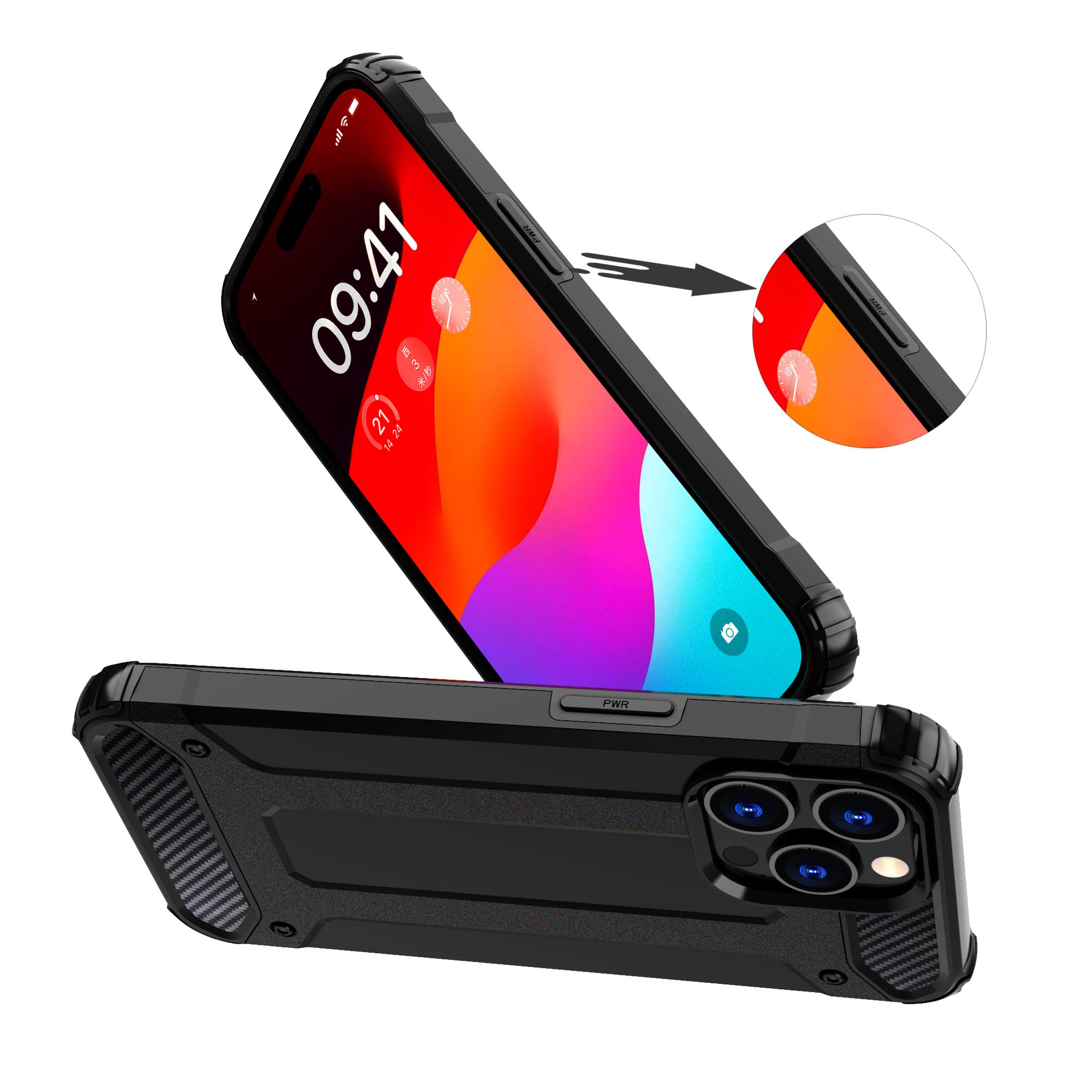 iPhone 15 Pro Hybrid Armor-etui - blå
