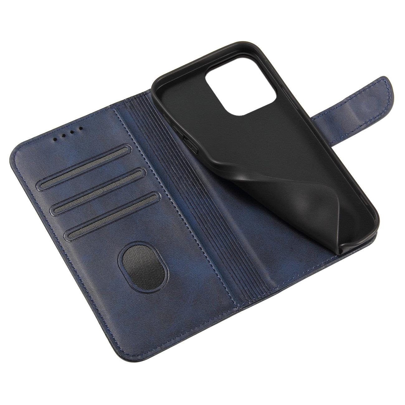 Lommebokveske med stativ til iPhone 15 Plus Magnet-etui - blå