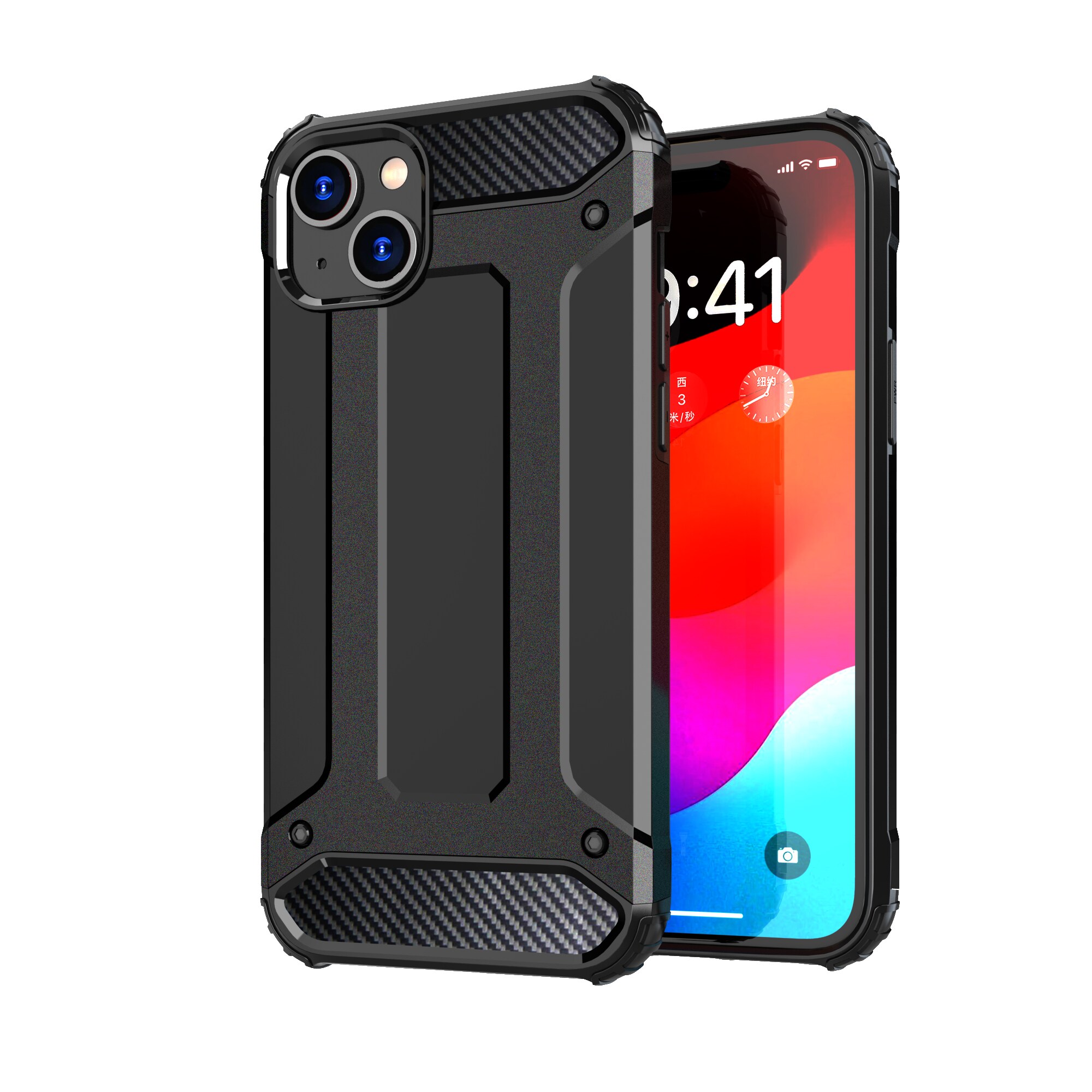 iPhone 15 Plus Hybrid Armor-etui - svart