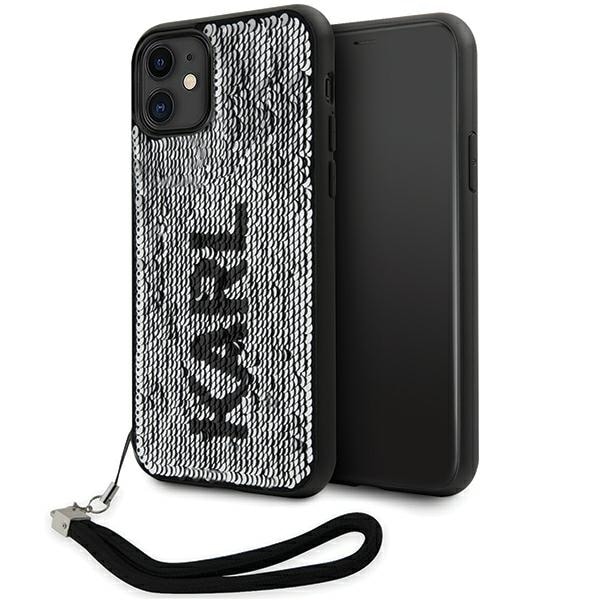 Karl Lagerfeld KLHCN61PSQRKS iPhone 11 / Xr 6,1" sølv/sølv hardcase paljetter ledning