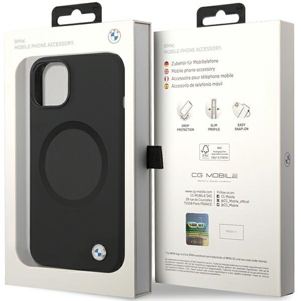 BMW BMHMP14SSILBK2-etui for iPhone 14 - svart Signature Liquid Silicone MagSafe