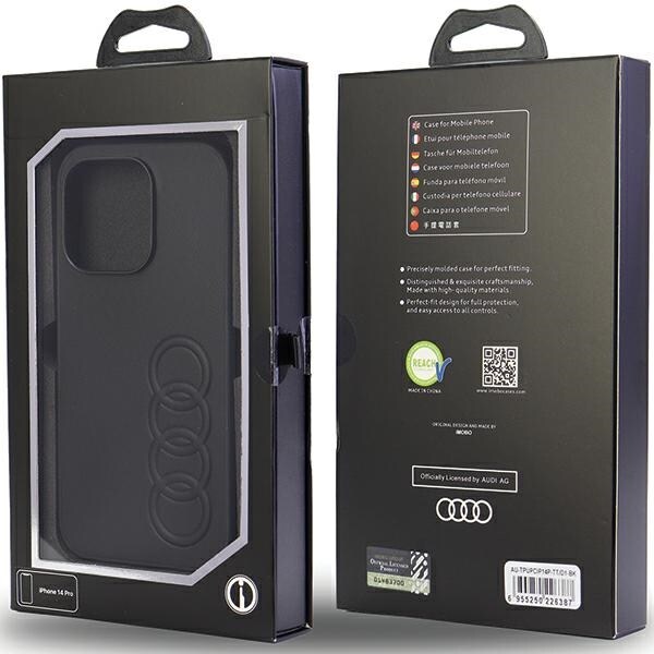 Audi syntetisk lær iPhone 14 Pro 6,1" svart/svart hardcase AU-TPUPPCIP14P-TT/D1-BK