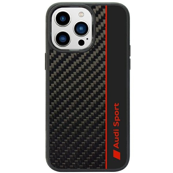 Audi karbonfiberstripe iPhone 14 Pro 6,1" svart/svart hardcase AUS-TPUPCIP14P-R8/D1-BK
