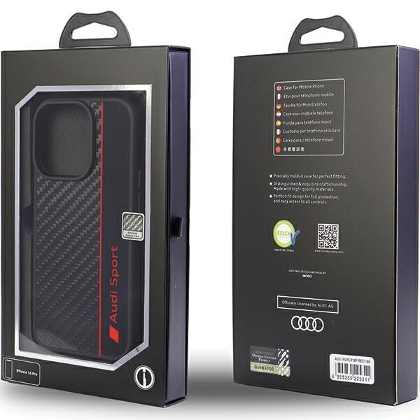Audi karbonfiberstripe iPhone 14 Pro 6,1" svart/svart hardcase AUS-TPUPCIP14P-R8/D1-BK