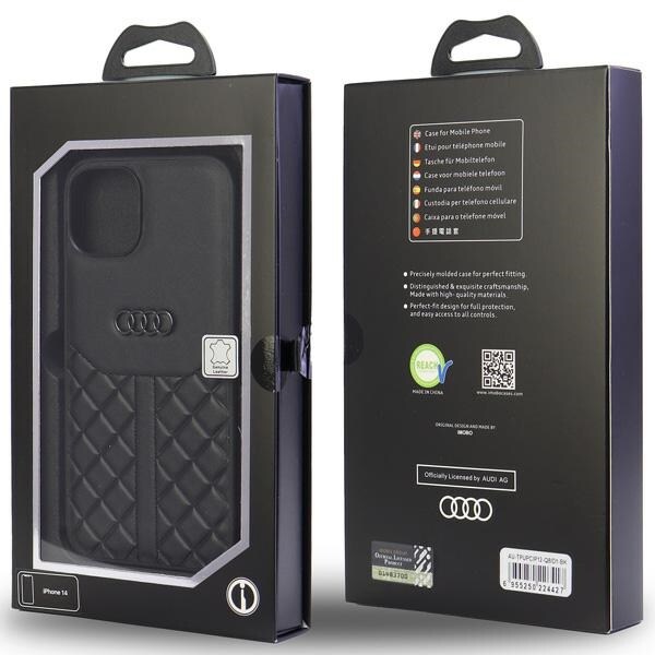 Audi Genuine Leather iPhone 12/12 Pro 6,1" svart/svart hardcase AU-TPUPCIP12P-Q8/D1-BK