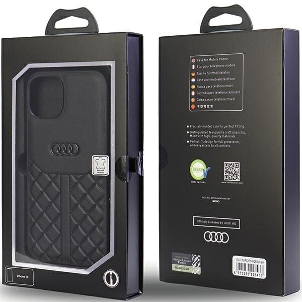 Audi Genuine Leather iPhone 14 6,1" svart/svart hardcase AU-TPUPPCIP14-Q8/D1-BK