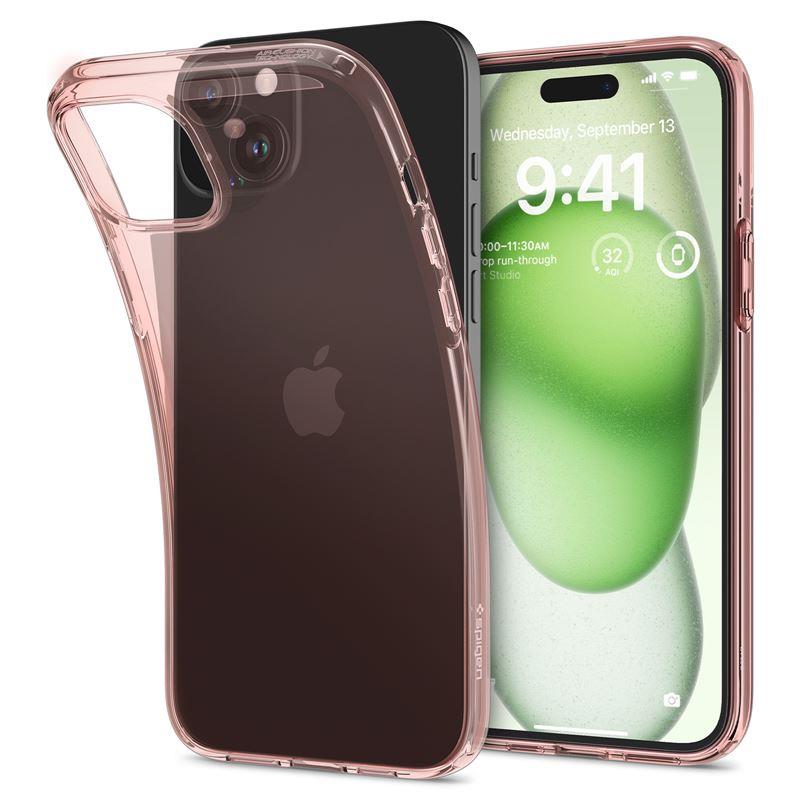 Spigen Crystal Flex iPhone 15 Plus-etui - rosa/gjennomsiktig