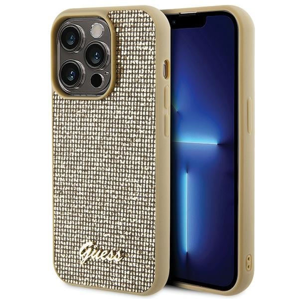 Guess Disco Metal Script-etui for iPhone 15 Pro - gull