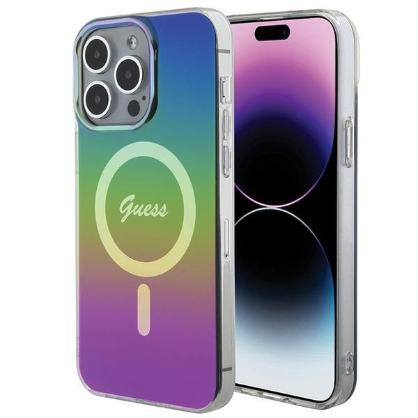 Guess IML Iridescent MagSafe-etui for iPhone 15 Pro - svart