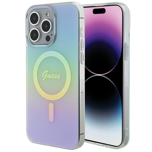 Guess IML Iridescent MagSafe-etui for iPhone 15 Pro - turkis