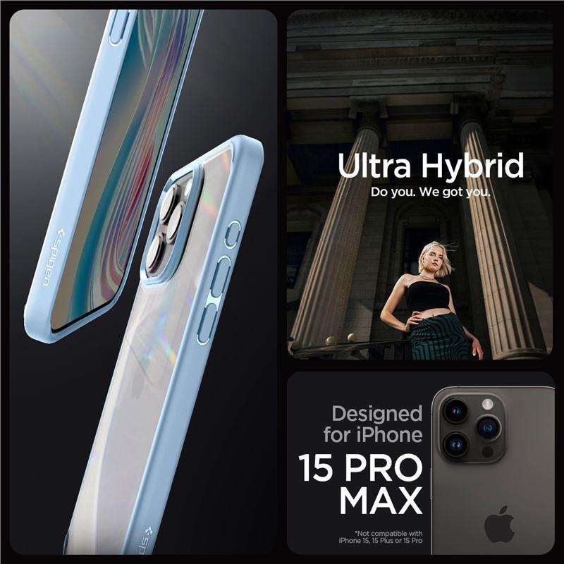 Spigen Crystal Hybrid-etui for iPhone 15 Pro Max - Klar blå