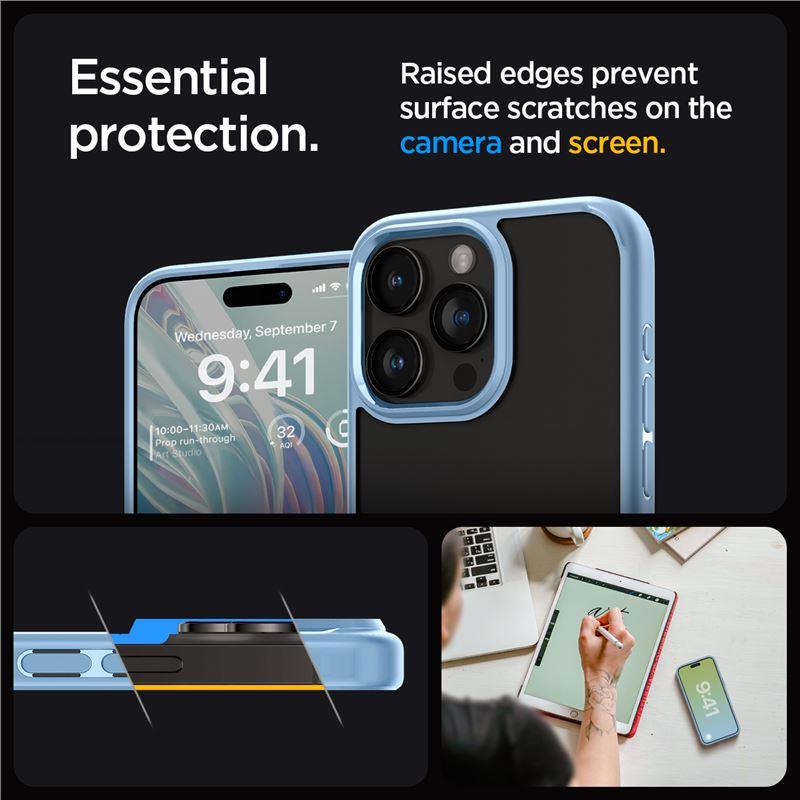 Spigen Crystal Hybrid-etui for iPhone 15 Pro Max - Klar blå